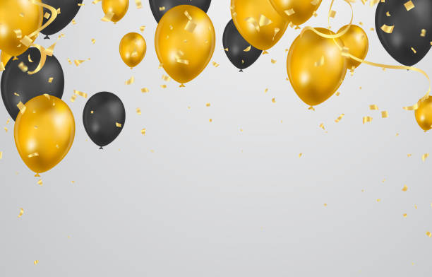 istock Flying vector festive balloons shiny with glossy balloons for holiday with confetti helium 1433122991