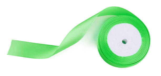istock Green ribbon border isolated on white background close up 1433123896