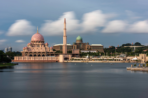 image of Putra Mosque with modern and traditional element in cityscape