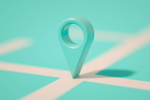 istock 3D navigation map pointer, marker pin on road, travel destinations 1433126088