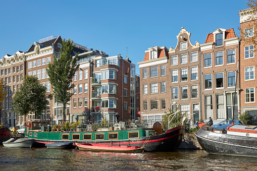 Cityscape at Oudeschans Canal in Amsterdam, The Netherlands