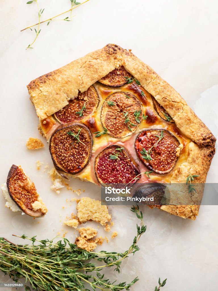 Galette, Figs galette, Homemade figs galette Fig pie, Galette, , Food and drink, Fig, Baked Pastry Item, Bakery, Baking, Pastry, Dessert, Tart - Dessert Afternoon Tea Stock Photo