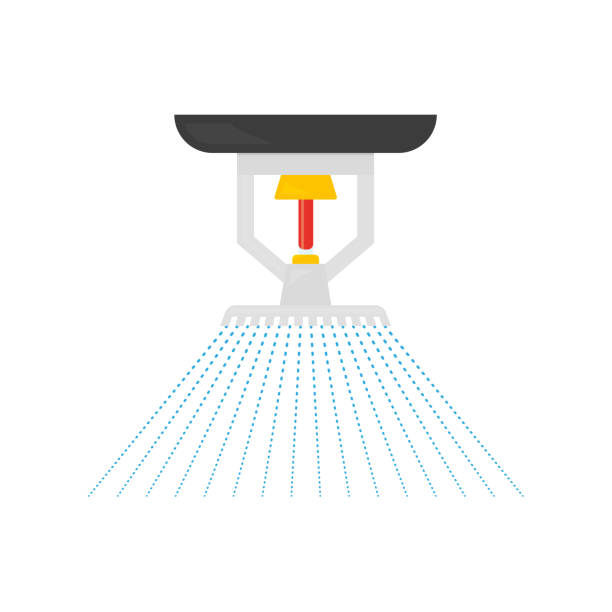 ilustraciones, imágenes clip art, dibujos animados e iconos de stock de icono de rociador de incendio - aspersor