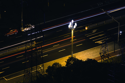 capturing the movement of cars through the city of seattle at night