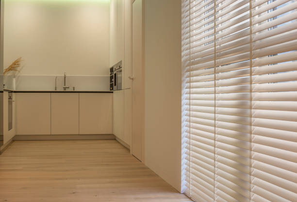 istock Wood blinds in the interior, in the kitchen 1433135225