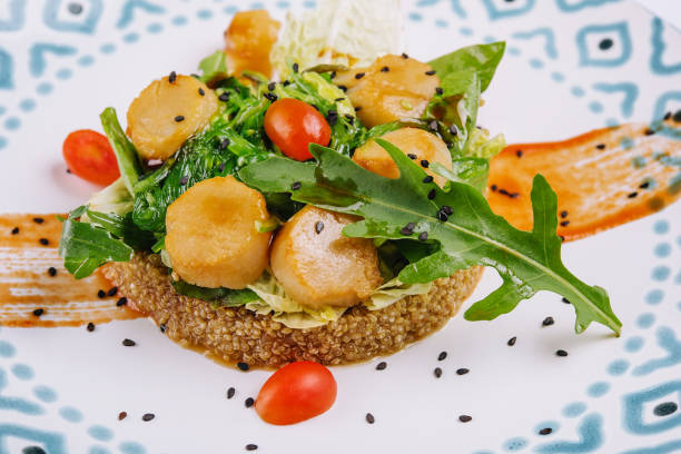 istock Scallops and Couscous with seaweed and arugula 1433137042
