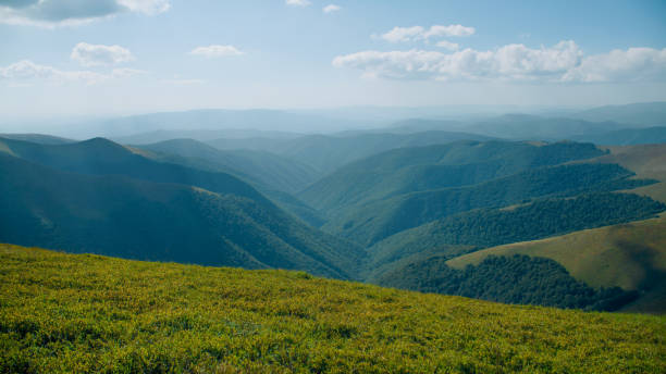 istock Panorama view on beautiful hills valley 1433137776