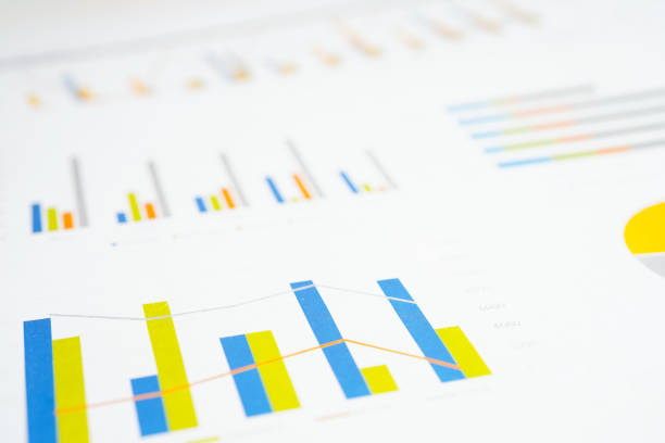 Charts Graphs paper. Financial development, Banking Account, Statistics, Investment Analytic research data economy, Stock exchange Business office company meeting concept.