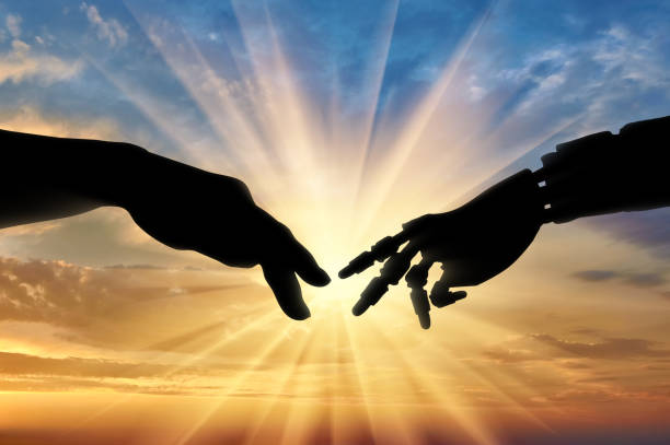istock Prosthetic hand touches the person's arm 1433142578