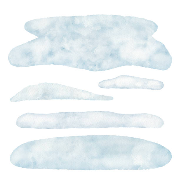 Watercolor snowdrift illustration. Set of hand drawn snowbanks isolated on white background. Abstract snow texture. Winter landscape drawing for holiday design. Watercolor snowdrift illustration. Set of hand drawn snowbanks isolated on white background. Abstract snow texture. Winter landscape drawing for holiday design snowdrift stock illustrations