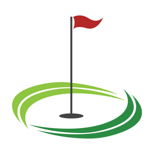 illustrations, cliparts, dessins animés et icônes de modèle de conception de logo de sport de golf, illustration vectorielle - flag stick