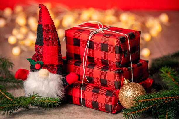 istock Festive Christmas Gnome With Presents 1433144052