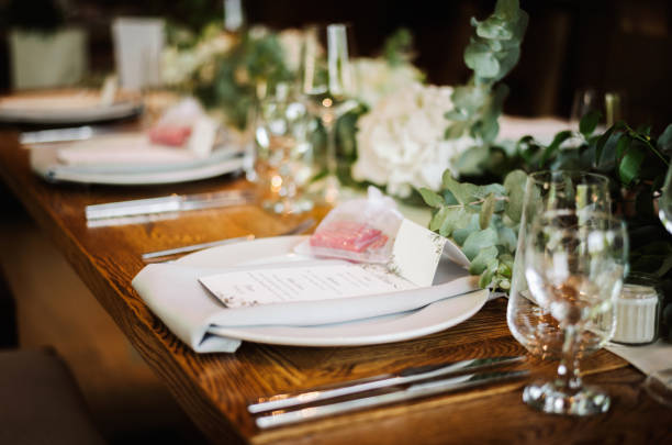 istock Wedding decor with white and green colors 1433147402