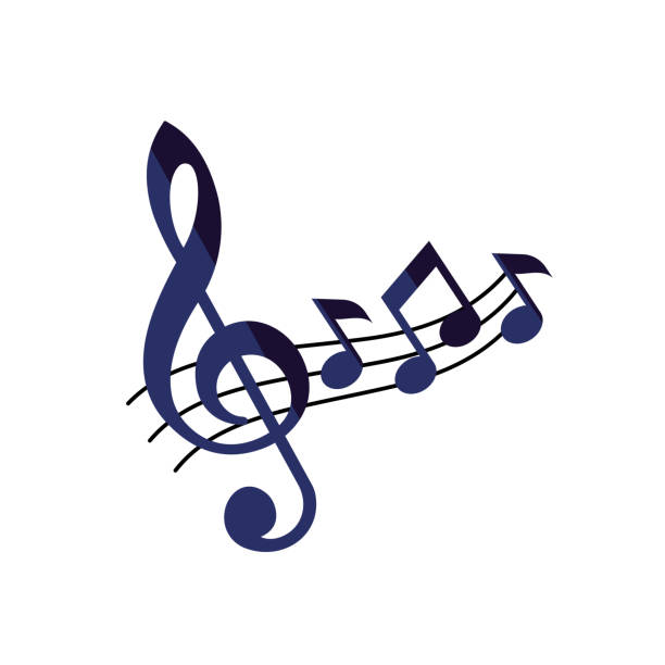 illustrazioni stock, clip art, cartoni animati e icone di tendenza di chiave di violino e note illustrazione icona vettoriale eps 10. g-clef, nota stato segno piatto. melodia, canzone, melodia, immagine audio per web, dev, app. simbolo di teoria musicale. concetto di media sonoro. isolato su bianco - note pad audio