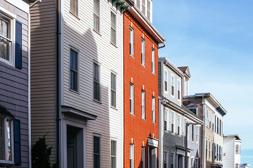 American homes in Charlestown, Boston, Massachusetts, USA