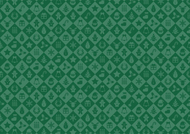 stockillustraties, clipart, cartoons en iconen met christmas pattern illustration. seamless background pattern. green icon with diamond pattern. vector illustration. - inpakpapier