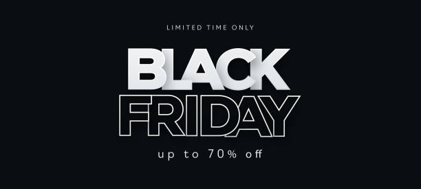 stockillustraties, clipart, cartoons en iconen met black friday sale banner. modern minimal design with black and white typography. template for promotion, advertising, web, social and fashion ads. vector illustration. - black friday