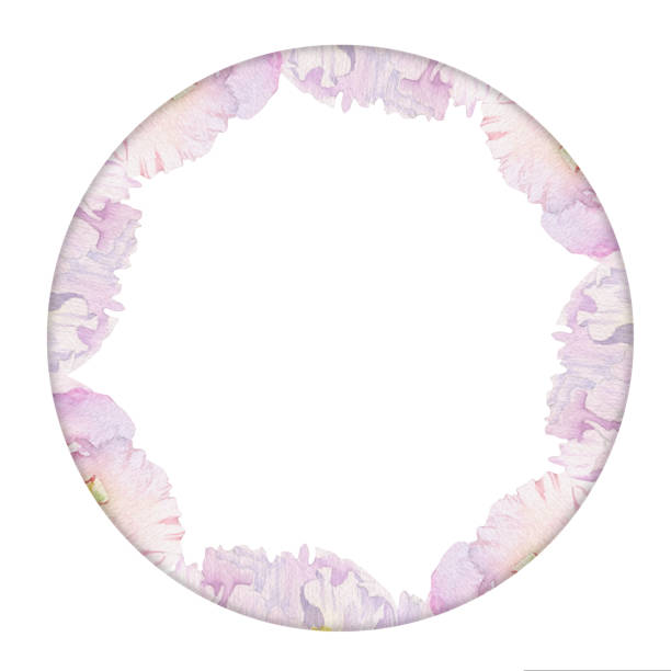istock Watercolor circle frame arrangement with hand drawn delicate pink peony flowers, buds and leaves. Isolated on white background. For invitations, wedding, love or greeting cards, paper, print, textile 1433158347