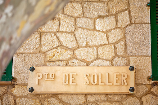 Nameplate for Tram Station at Port Soller Majorca