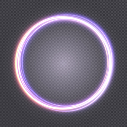 Bright glowing ring. Bright glowing neon frame made of bright glowing rays. vector png