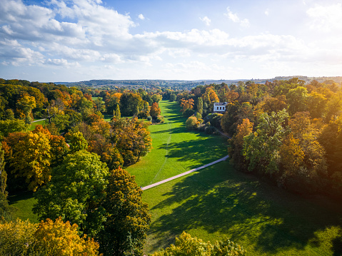 Aerial view of Goethepark in Weimar, Germany