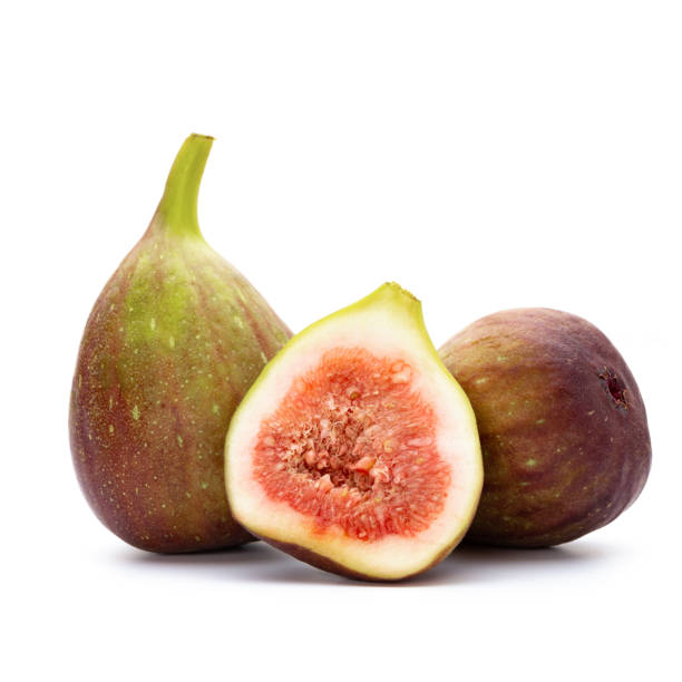 istock Fig fruits isolated on white background. Top view. Flat lay pattern 1433163182