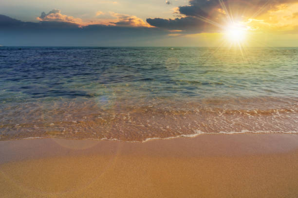 Beautiful sunset at the beach and sea at Belgium