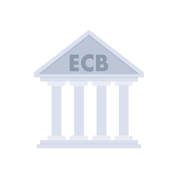 illustrazioni stock, clip art, cartoni animati e icone di tendenza di bce - banca centrale europea. banca centrale e istituzione finanziaria nazionale. illustrazione vettoriale. - bce