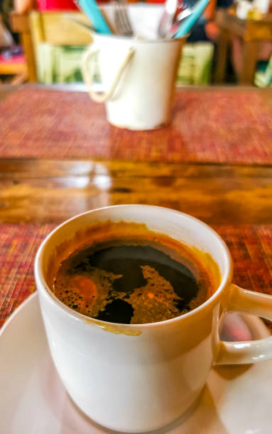 istock Cup of americano black coffee in restaurant Mexico. 1433171533
