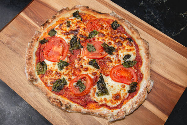 Rustic Margherita Pizza on Wood Cutting Board