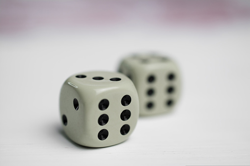 Close-up of dice isolated on white background