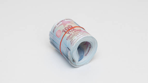 istock Hundred Turkish liras rolled up with rubber band 1433177581