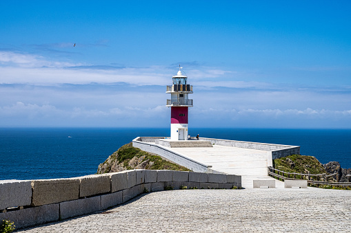 Lighthouse Faro de Cabo Ortegal along the road to San Andres de Teixido, A Coruna Province, Galicia. Route of the Viewpoints at Cabo Ortegal, Spain