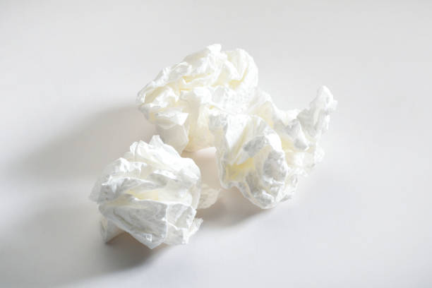 Crumpled paper towels on the white background