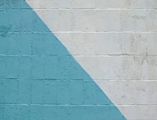 Photo of Colorful painted tile wall (blue and white) as background or texture