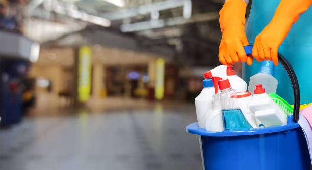 Concept of cleaning in industrial premises. stock photo