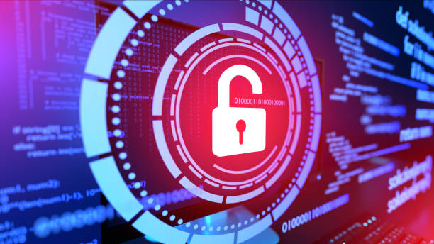 istock Digital data security and privacy concept: digital open padlock on chain. Personal or business information protection background. Cybercrime or network hacker attack. 1433189294