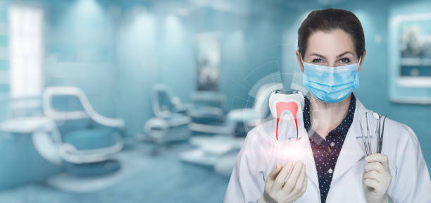 The concept of providing services for dental treatment and prosthetics. stock photo