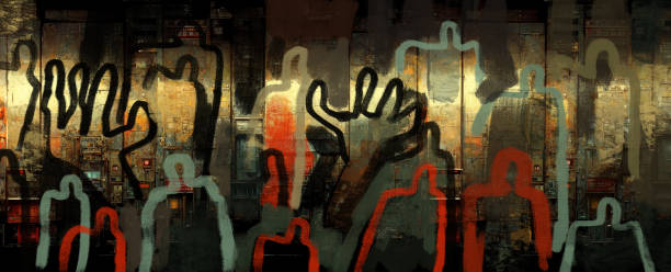istock graffiti grunge with strange human figure. mud color. dark hand and human silhouette 1433190882