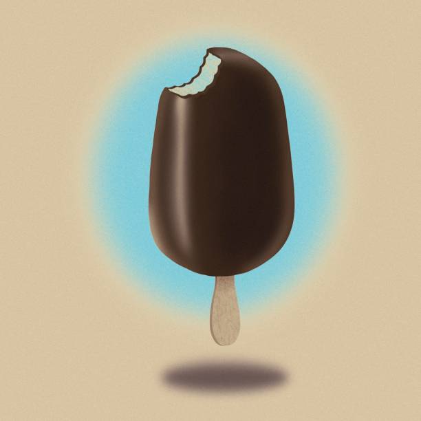 illustrazioni stock, clip art, cartoni animati e icone di tendenza di delizioso gelato al cioccolato su un bastoncino - creamsicle