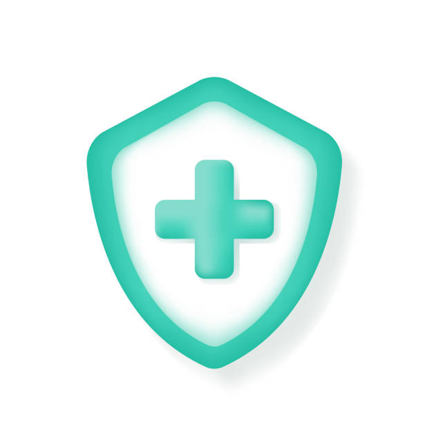 ilustraciones, imágenes clip art, dibujos animados e iconos de stock de icono de escudo 3d con cruz médica verde o signo más. atención médica, primeros auxilios, ayuda de emergencia, protección, concepto de seguridad. - white background support assistance safety