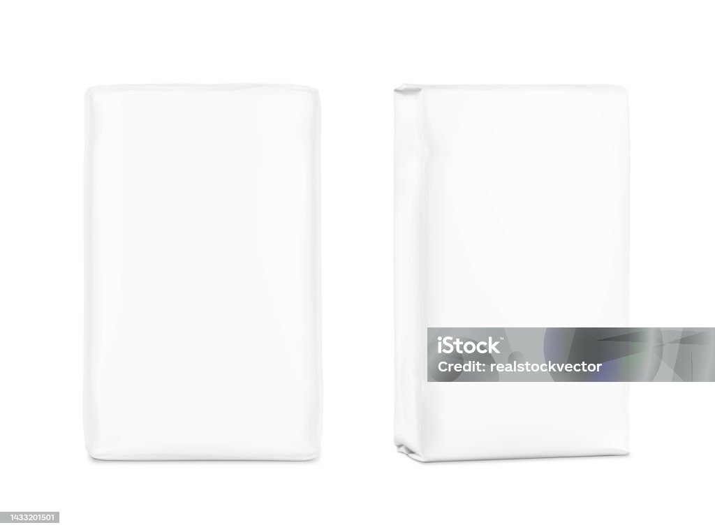 Package Backside Vertical Bag Package Mockups Front And Half Side View Stock ...