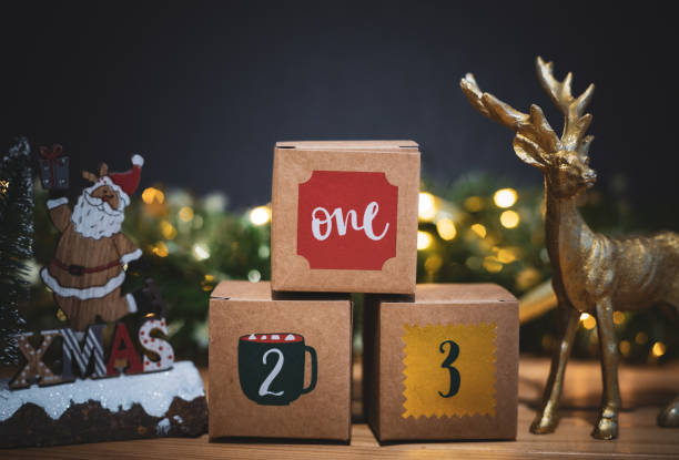 istock Beautiful advent calendar three boxes with numbers. 1433202610