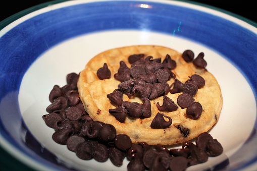 Chocolate Chip Pancake Close-up in a bowl