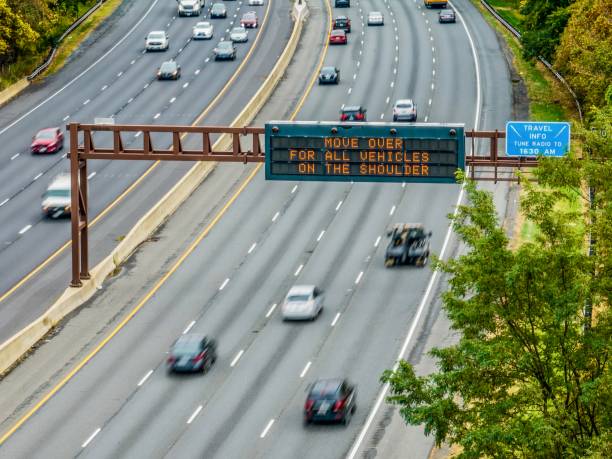 Move Over Electronic Safety Sign – Germantown, MD stock photo