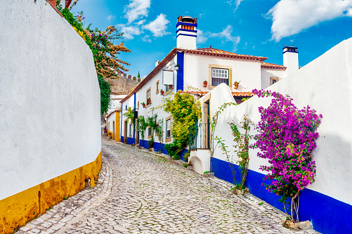 Typical street of the medieval village of Óbidos in Portugal