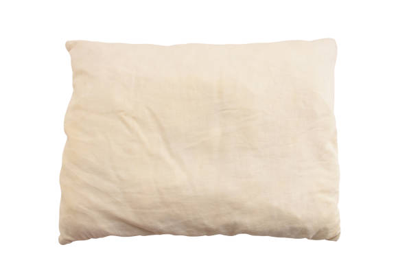 Old and dirty pillow isolated on the white background with clipping path