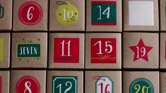 Beautiful advent calendar craft boxes with figures.
