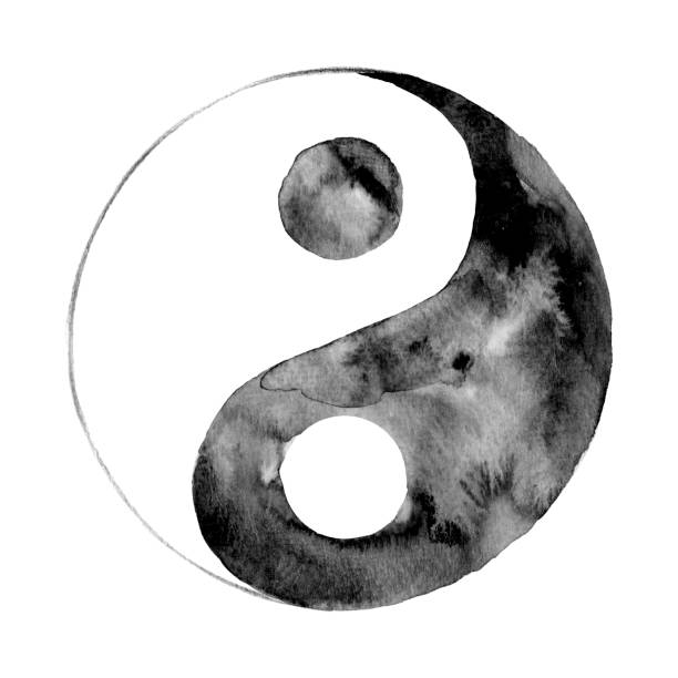 kuvapankkikuvitukset aiheesta yinin ja yangin akvarelli huokaus valkoisella taustalla - yin yang symbol