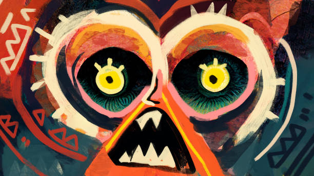 istock horrific scream cubism face. carton modern art. 1433219608